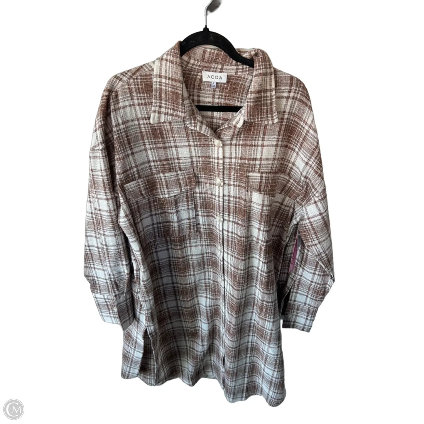 Dress Casual Midi By Cmc In Brown & White, Size: L