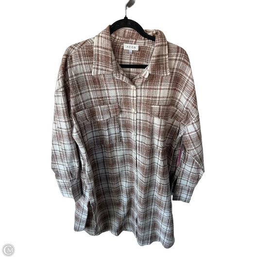 Dress Casual Midi By Cmc In Brown & White, Size: L