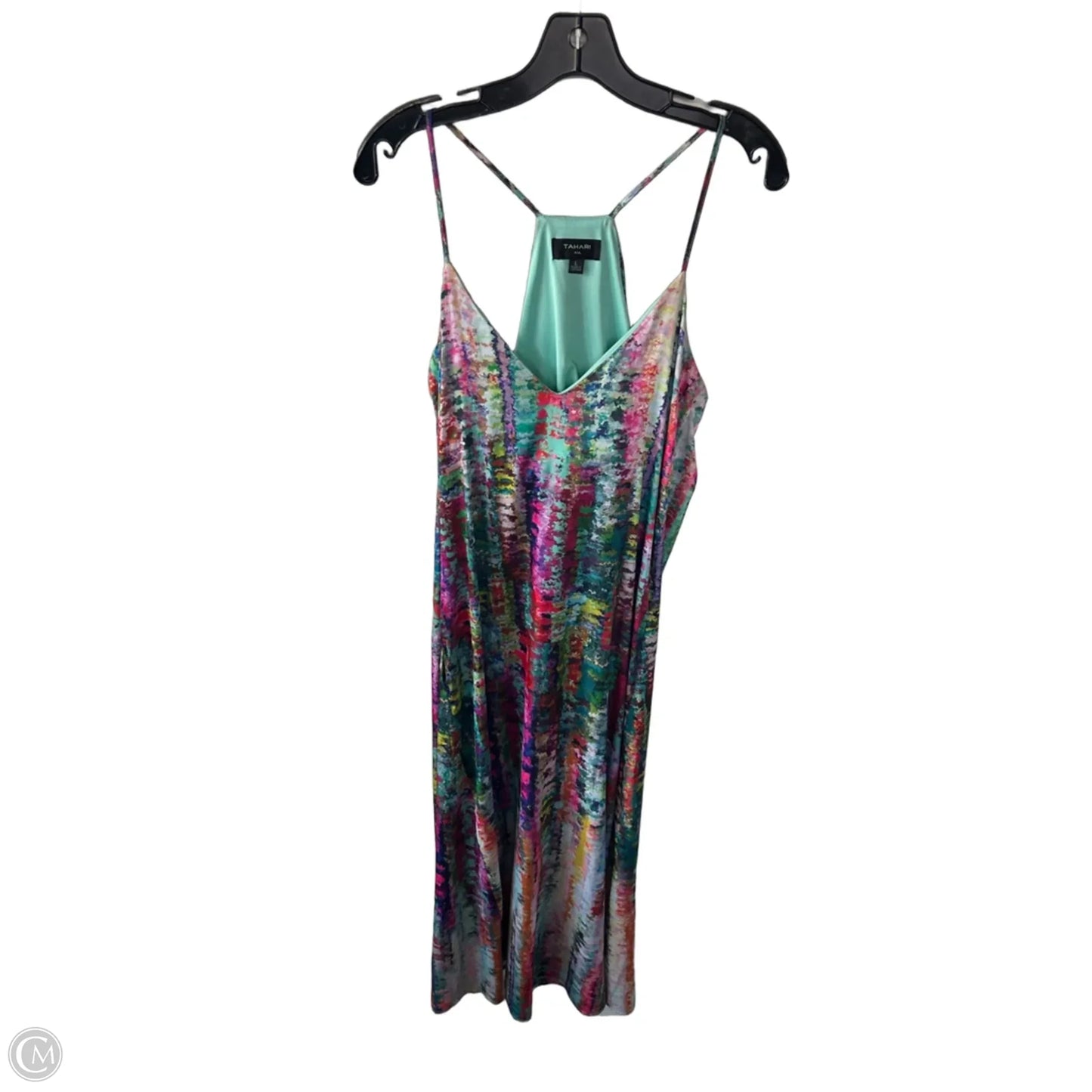 Dress Casual Maxi By Tahari In Green & Pink, Size: L