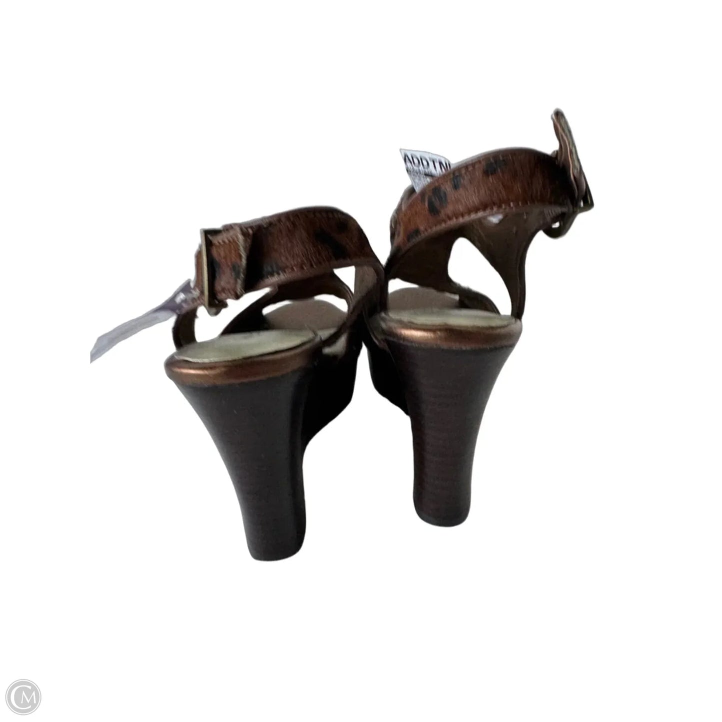 Sandals Heels Wedge By Reba In Black & Brown, Size: 6