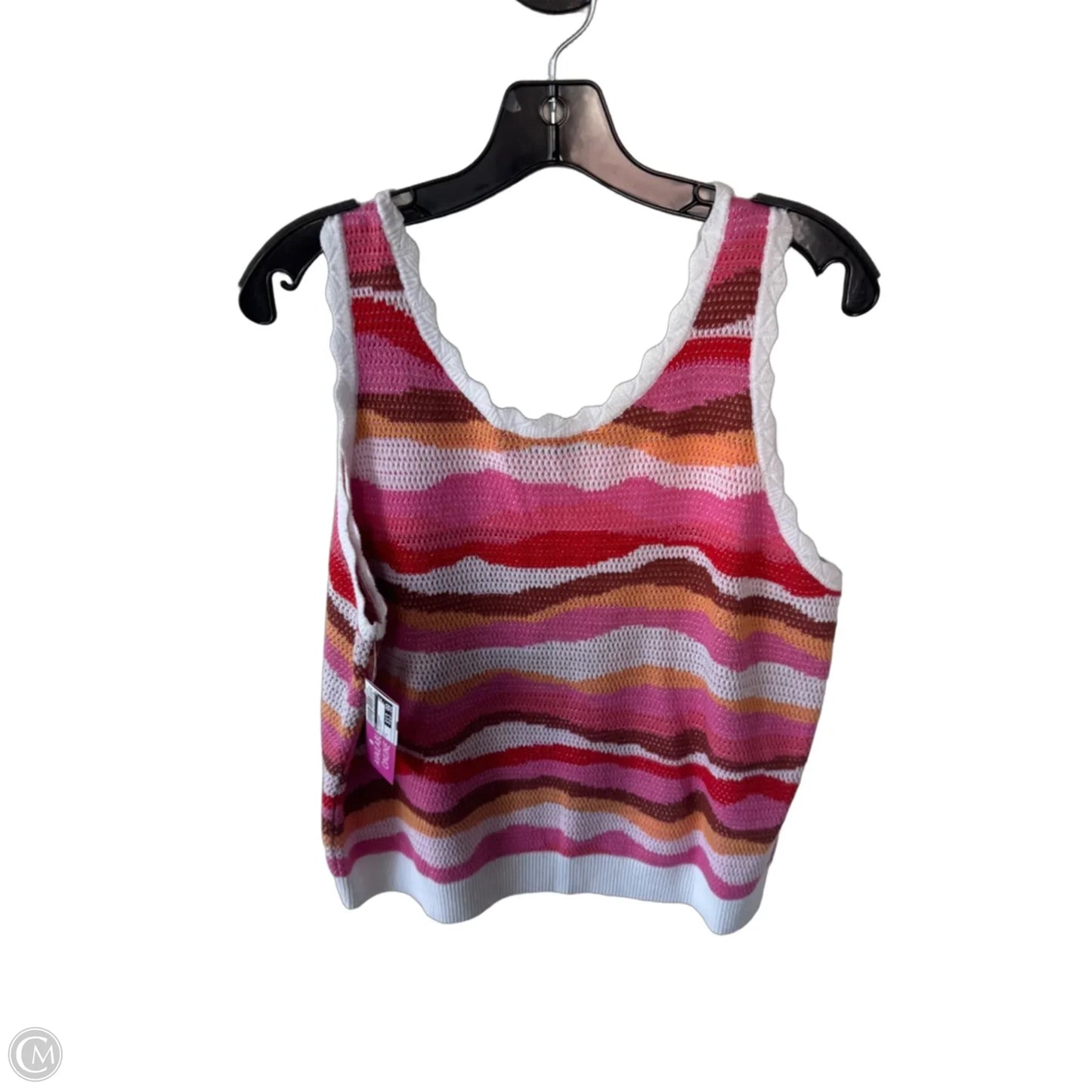 Top Sleeveless By Loft In Pink & White, Size: L