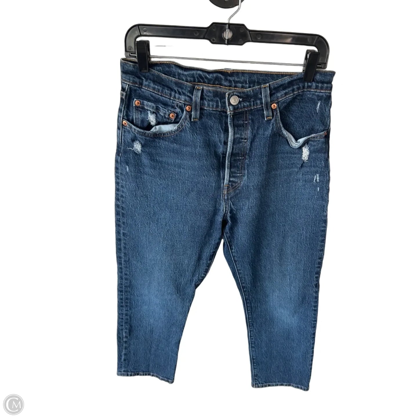 Jeans Straight By Levis In Black Denim, Size: 8