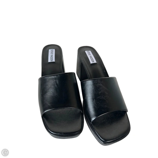 Sandals Heels Block By Steve Madden In Black, Size: 9.5