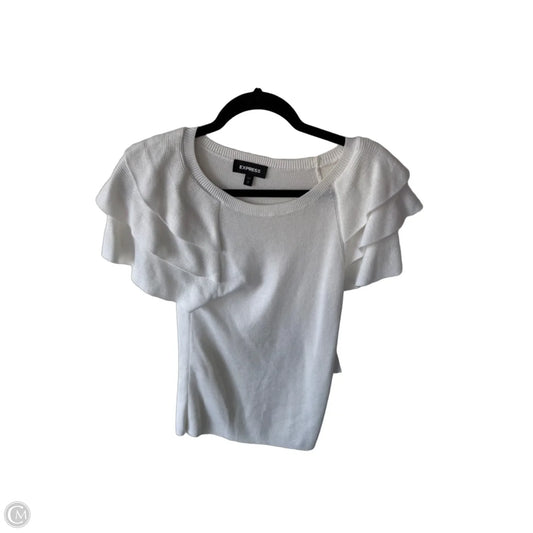 Sweater Short Sleeve By Express In Cream, Size: M
