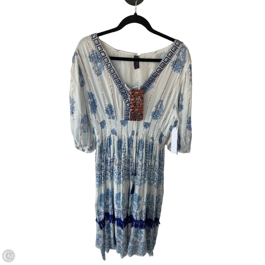 Dress Casual Midi By Clothes Mentor In Blue & White, Size: 1x