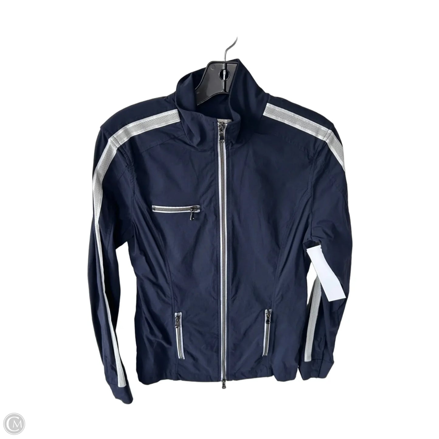 Athletic Jacket By Clothes Mentor In Blue & White, Size: S