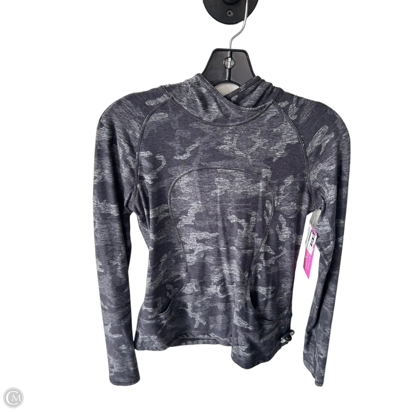 Athletic Top Long Sleeve Hoodie By Lululemon In Grey, Size: S