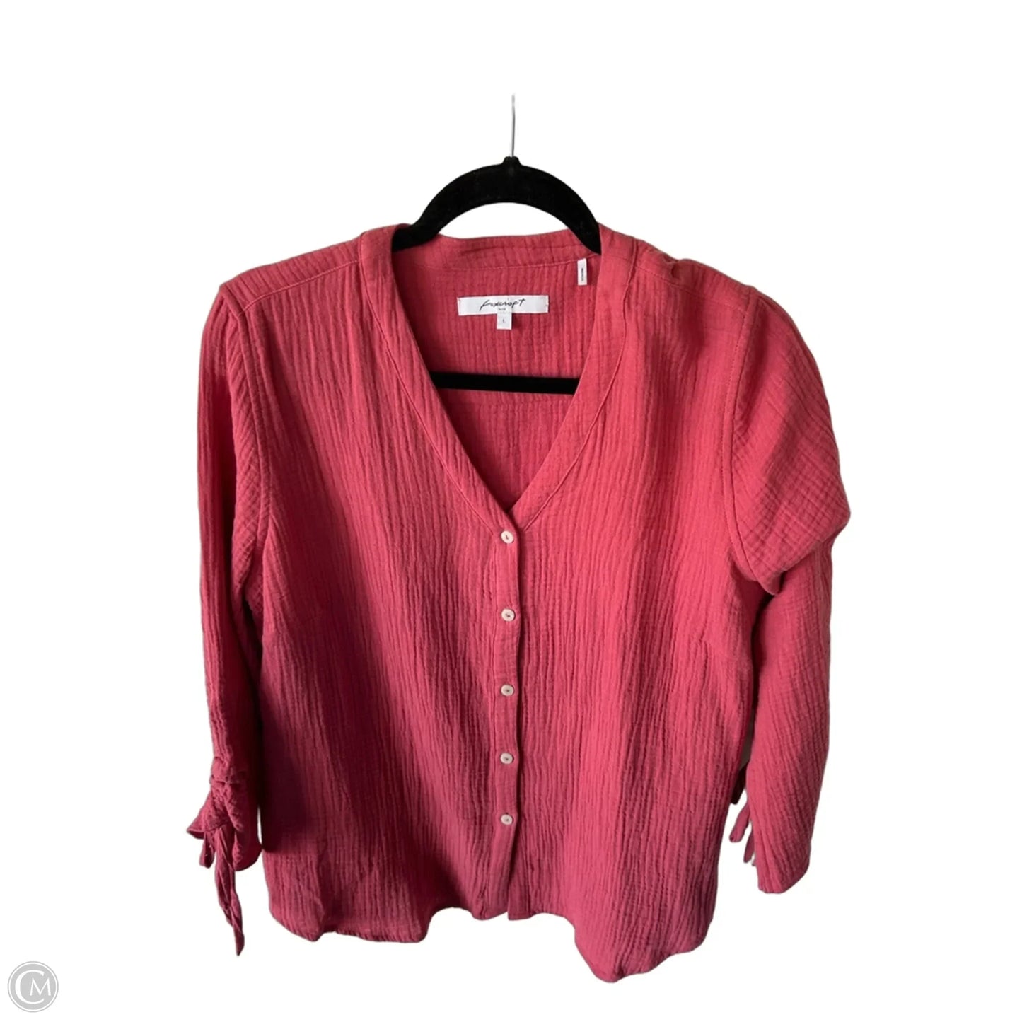 Top Long Sleeve By Foxcroft In Pink, Size: L