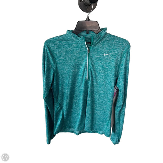 Athletic Top Long Sleeve Collar By Nike Apparel In Green, Size: M