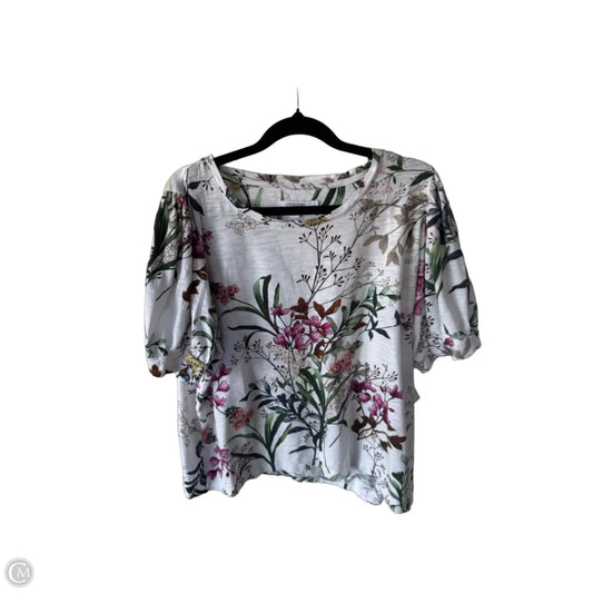 Top Short Sleeve By Chicos In Green & White, Size: Xl