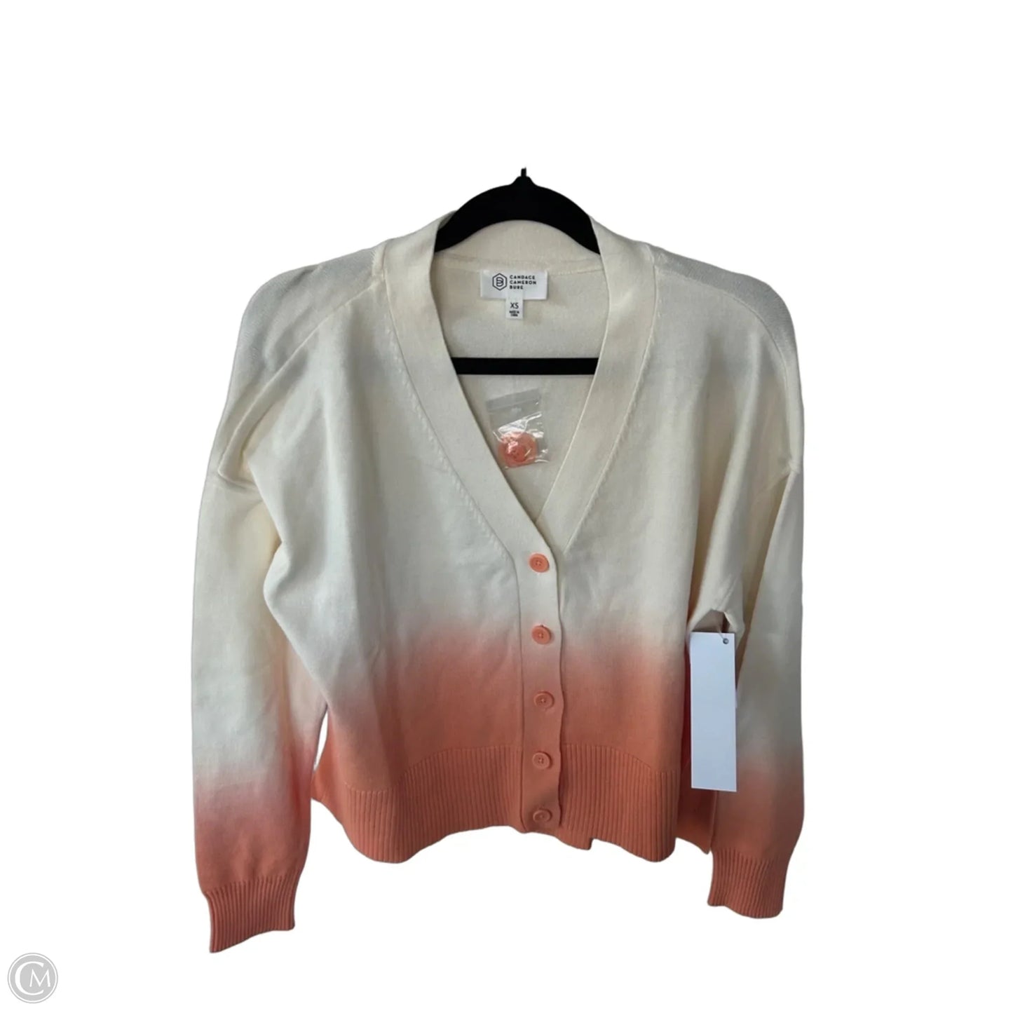 Sweater Cardigan By Candace Cameron Bure In Cream & Orange, Size: Xs