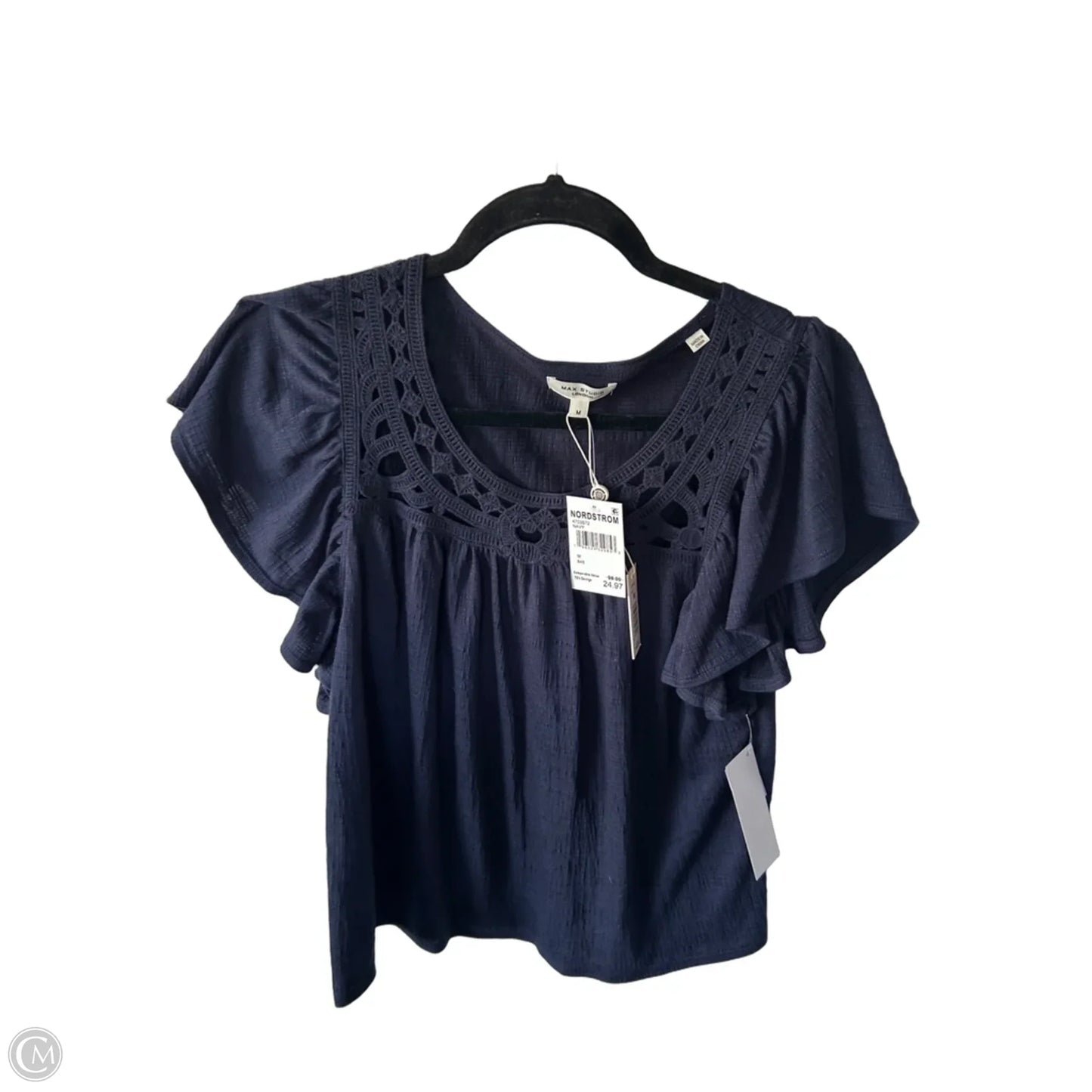 Top Short Sleeve By Max Studio In Navy, Size: M