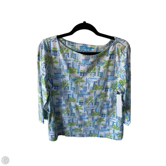Top 3/4 Sleeve By J Mclaughlin In Blue & Green, Size: Xl