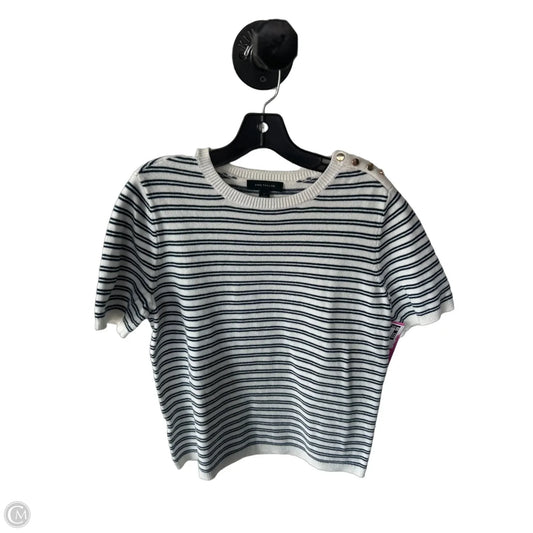 Sweater Short Sleeve By Ann Taylor In Blue & White, Size: L