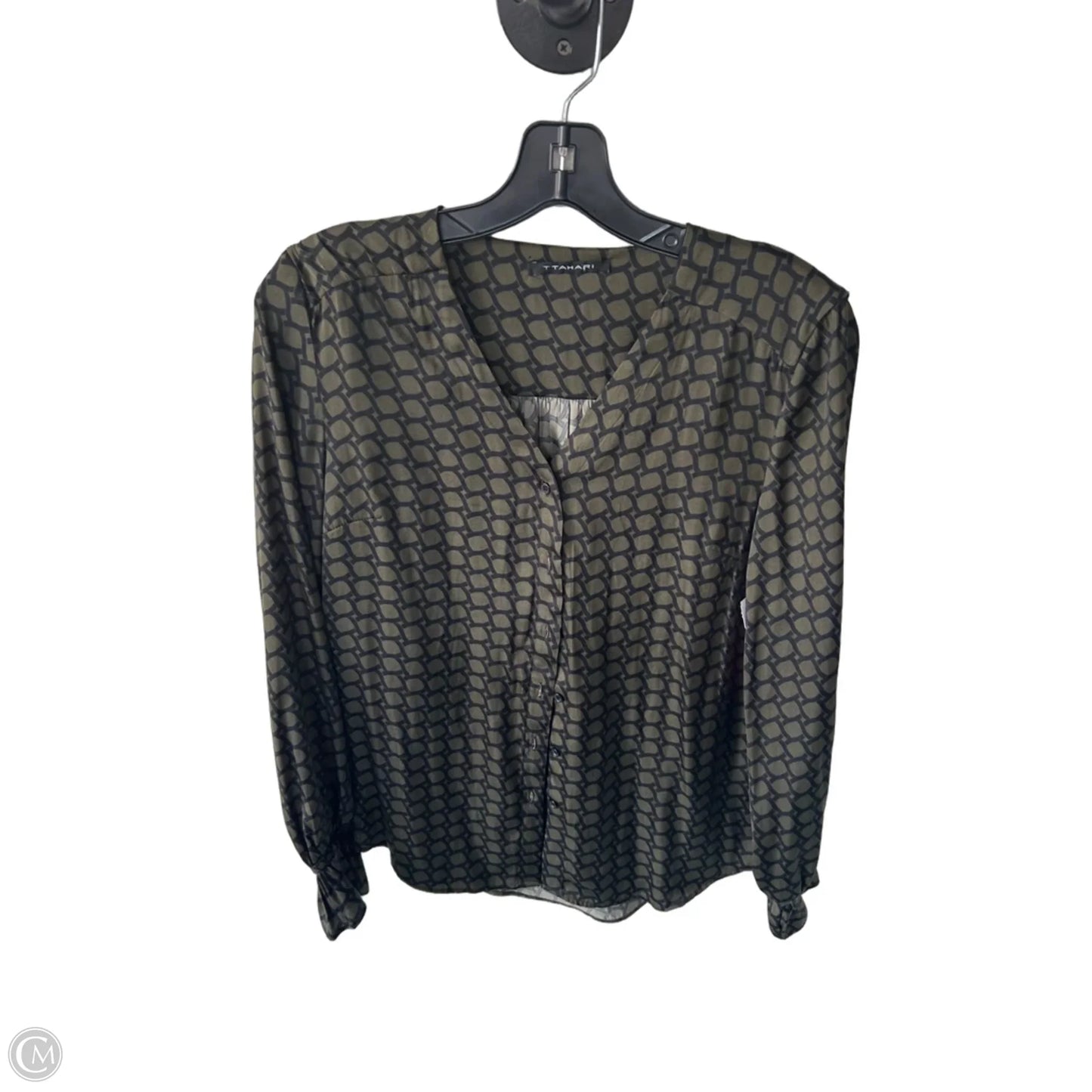 Top Long Sleeve By Tahari In Black & Green, Size: Xs