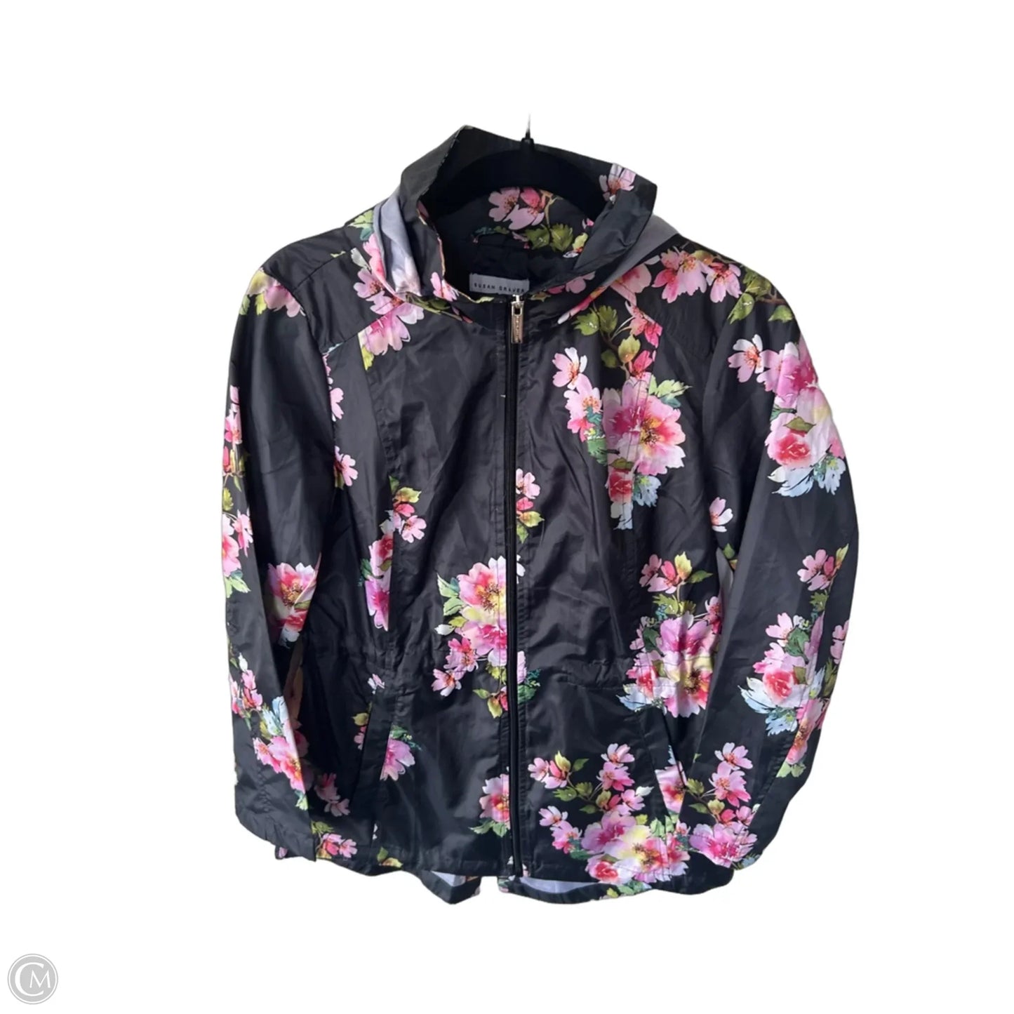 Jacket Windbreaker By Susan Graver In Black & Pink, Size: Xxs