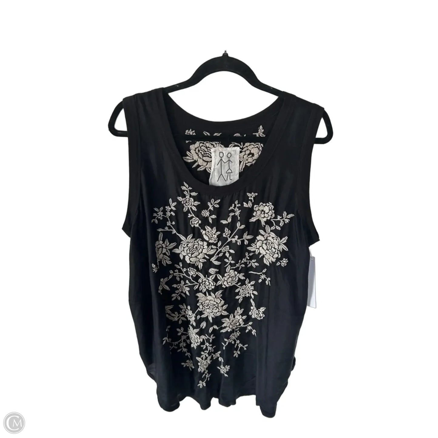 Top Sleeveless Designer By Johnny Was In Black & Cream, Size: Xl