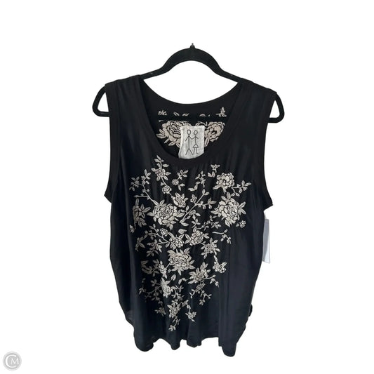 Top Sleeveless Designer By Johnny Was In Black & Cream, Size: Xl