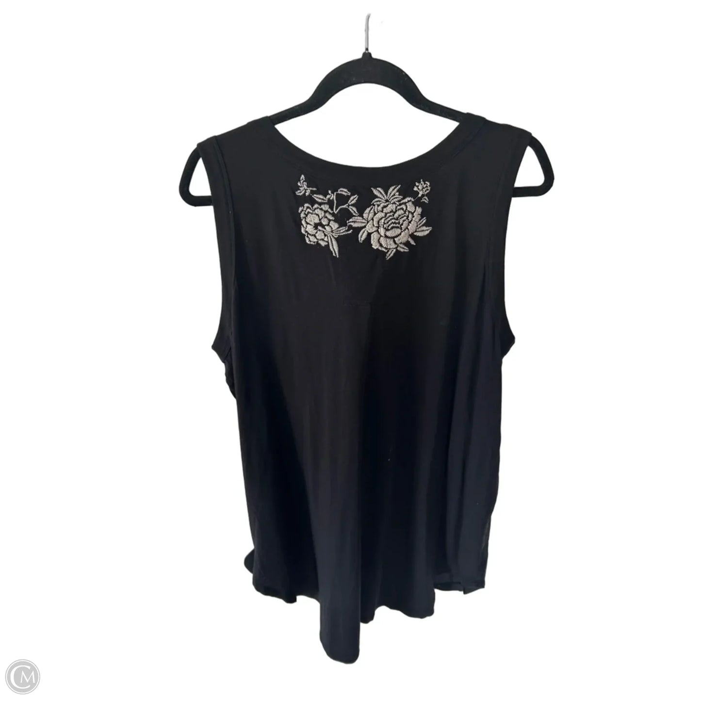 Top Sleeveless Designer By Johnny Was In Black & Cream, Size: Xl