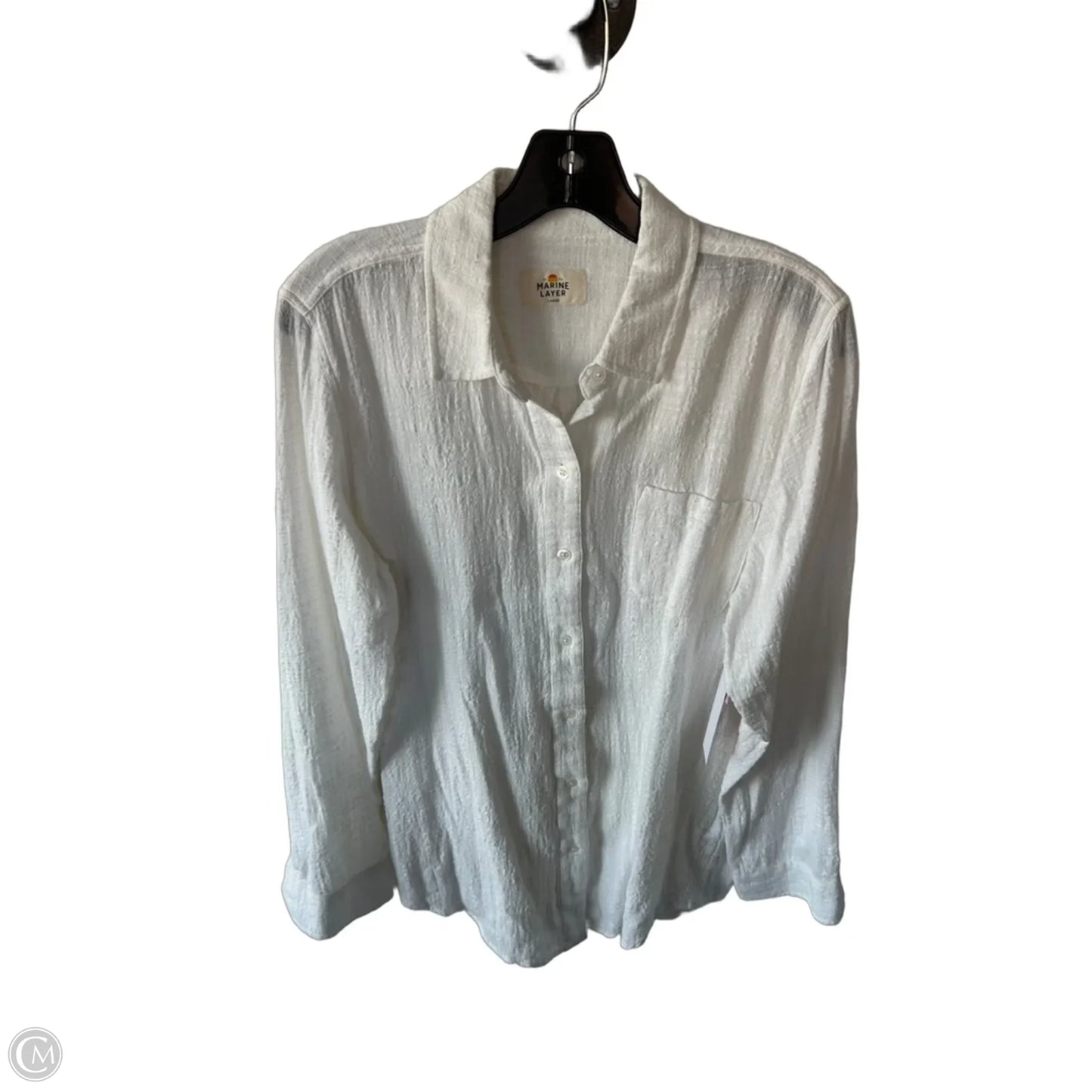 Top Long Sleeve By Marine Layer In White, Size: L