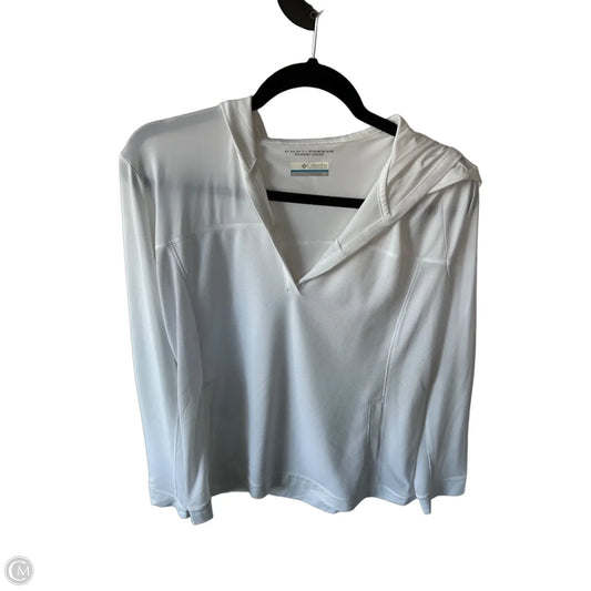 Athletic Top Long Sleeve Hoodie By Columbia In White, Size: L