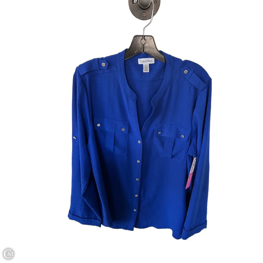 Top Long Sleeve By Calvin Klein In Blue, Size: Xl