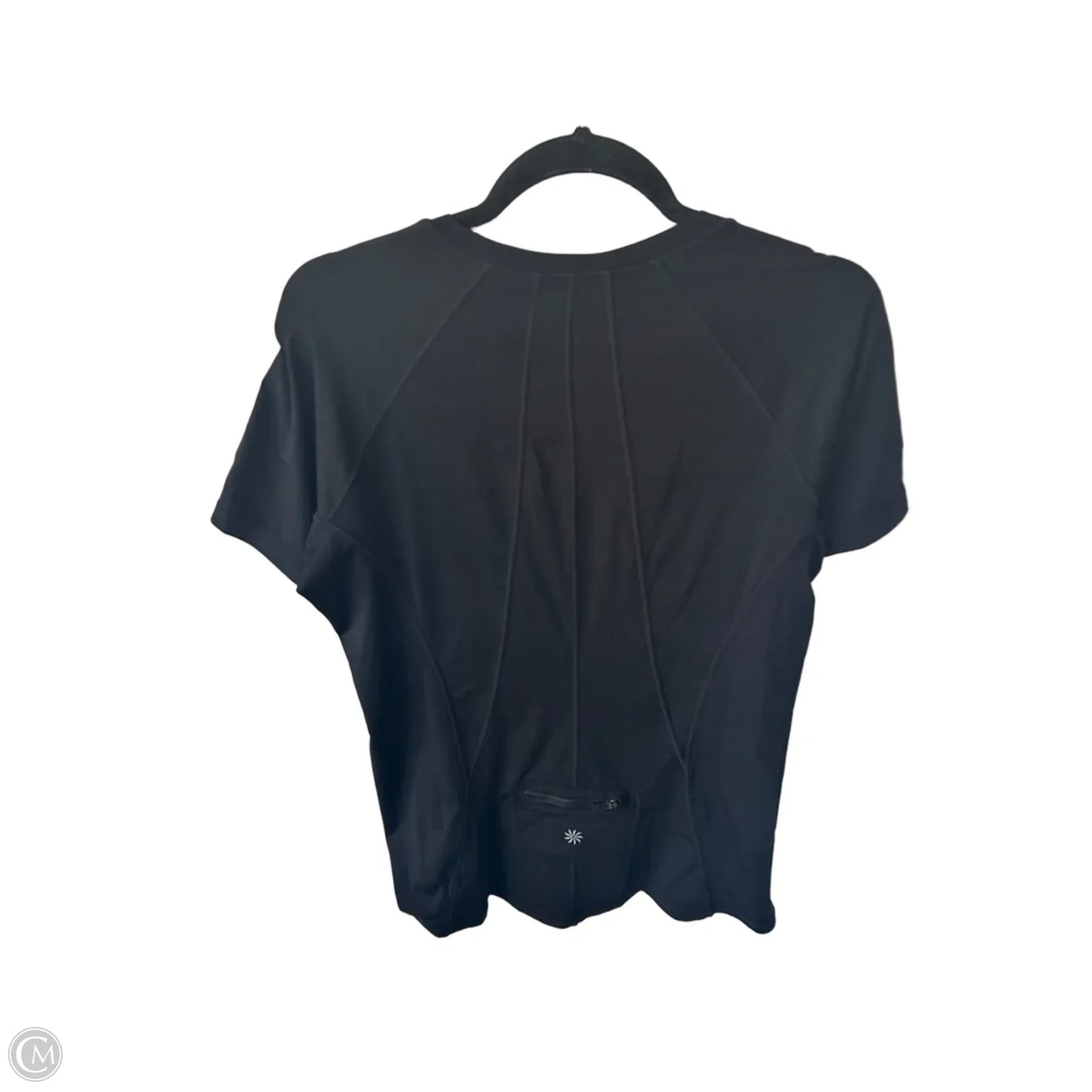 Athletic Top Short Sleeve By Athleta In Black, Size: L