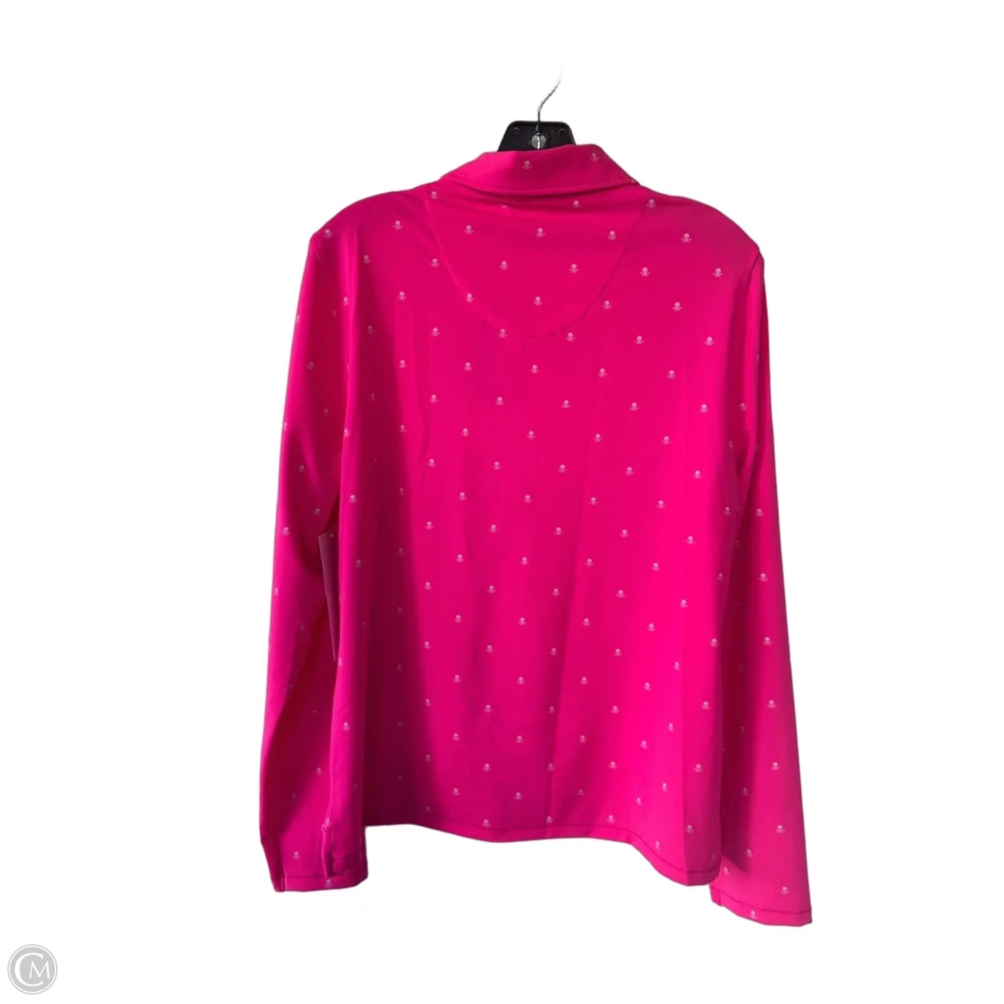 Athletic Top Long Sleeve Collar By Cmb In Pink & White, Size: L