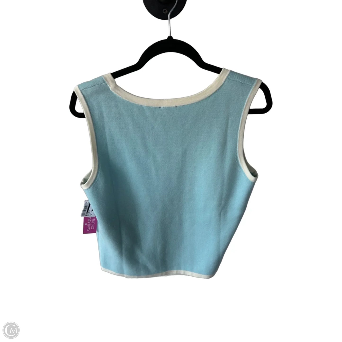 Vest Sweater By Talbots In Blue & White, Size: M