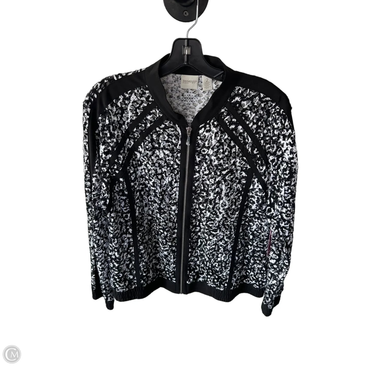 Jacket Other By Zenergy By Chicos In Black & White, Size: L