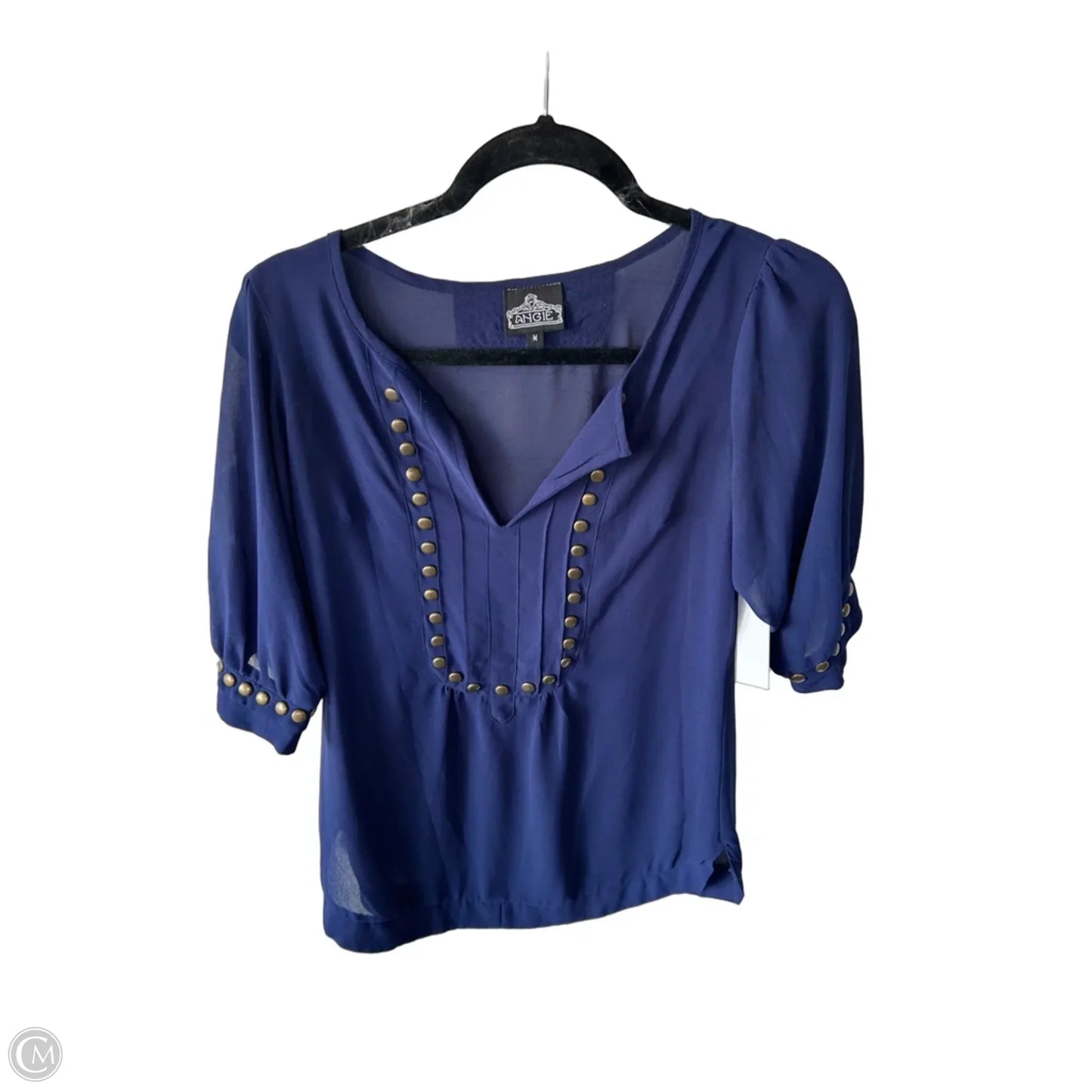 Top 3/4 Sleeve By Angie In Blue, Size: M