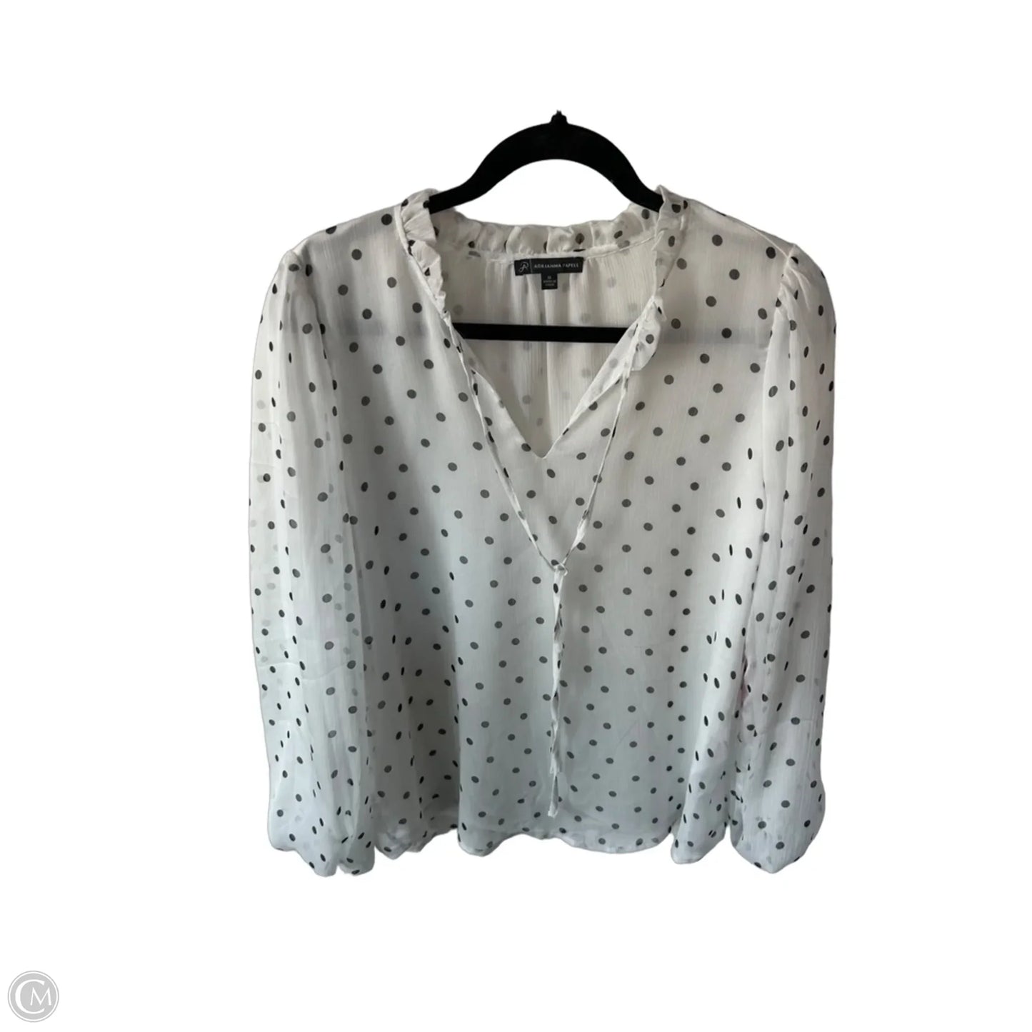 Top Long Sleeve By Adrianna Papell In Black & White, Size: M
