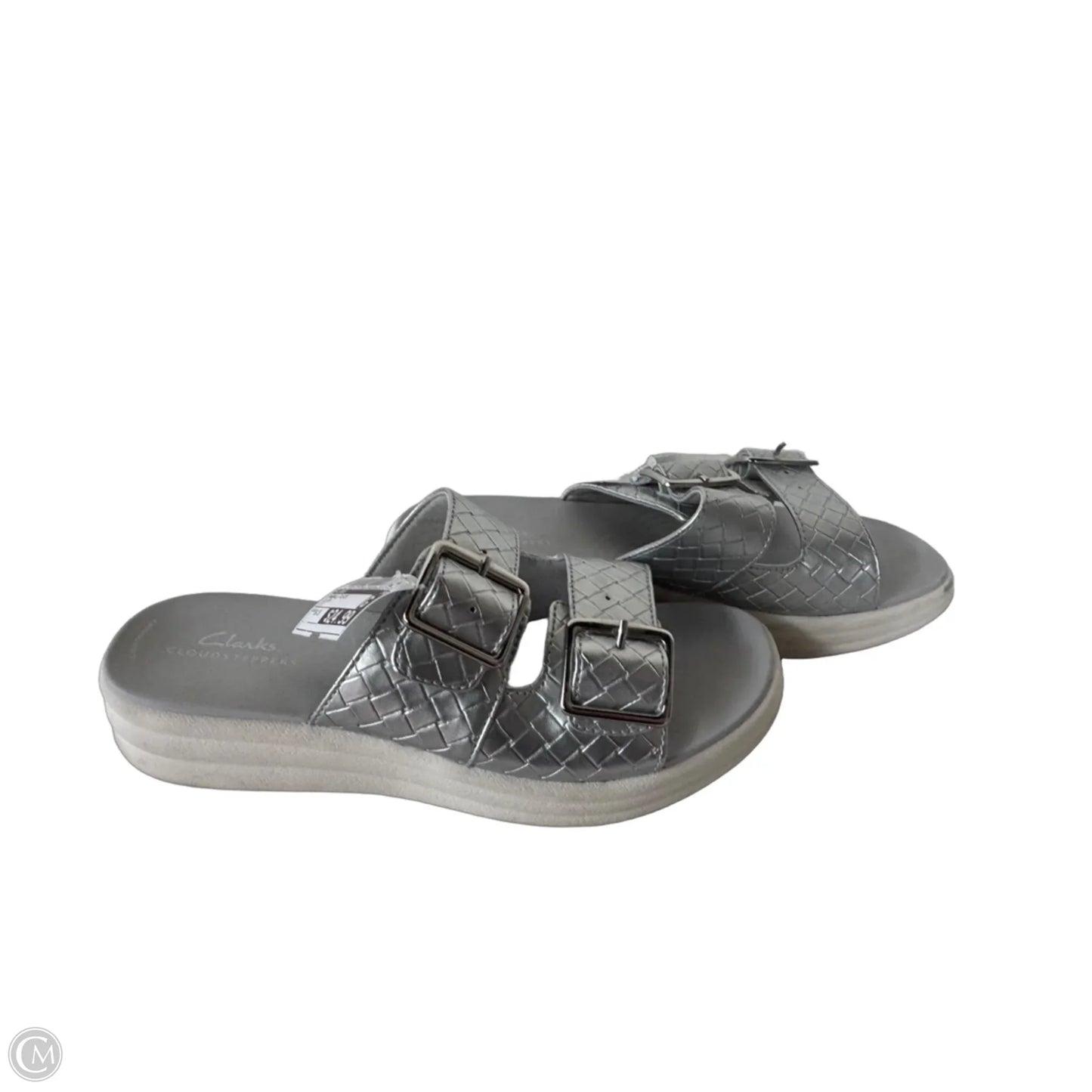 Sandals Flats By Clarks In Silver, Size: 8.5
