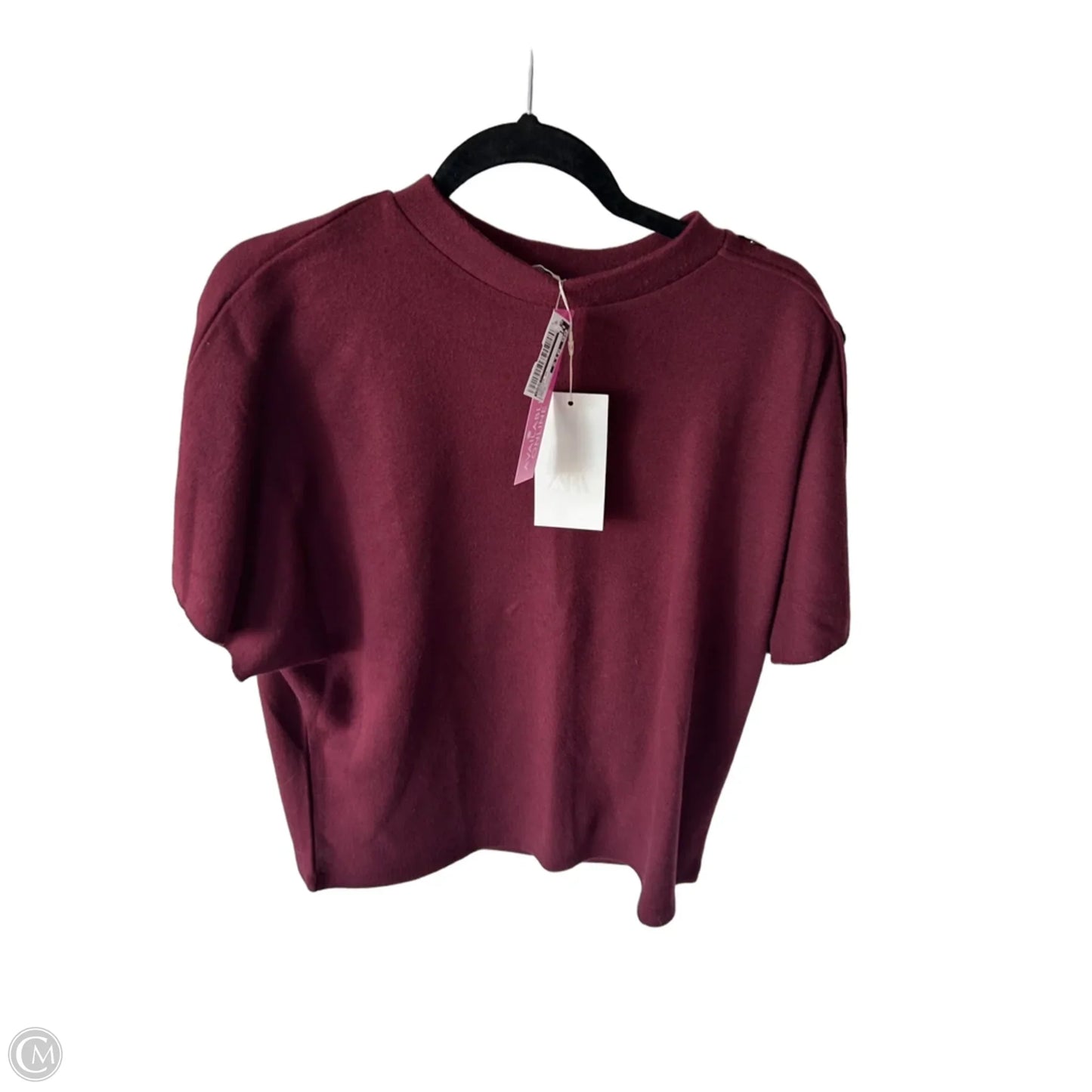 Sweater Short Sleeve By Zara In Maroon, Size: M