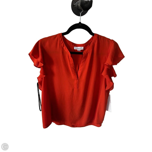 Top Short Sleeve By Calvin Klein In Orange, Size: Xl