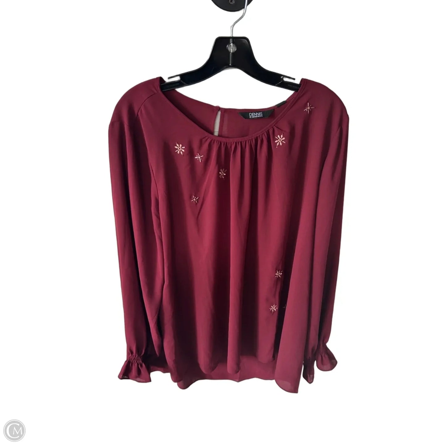Top Long Sleeve By Dennis Basso Qvc In Maroon, Size: Xl