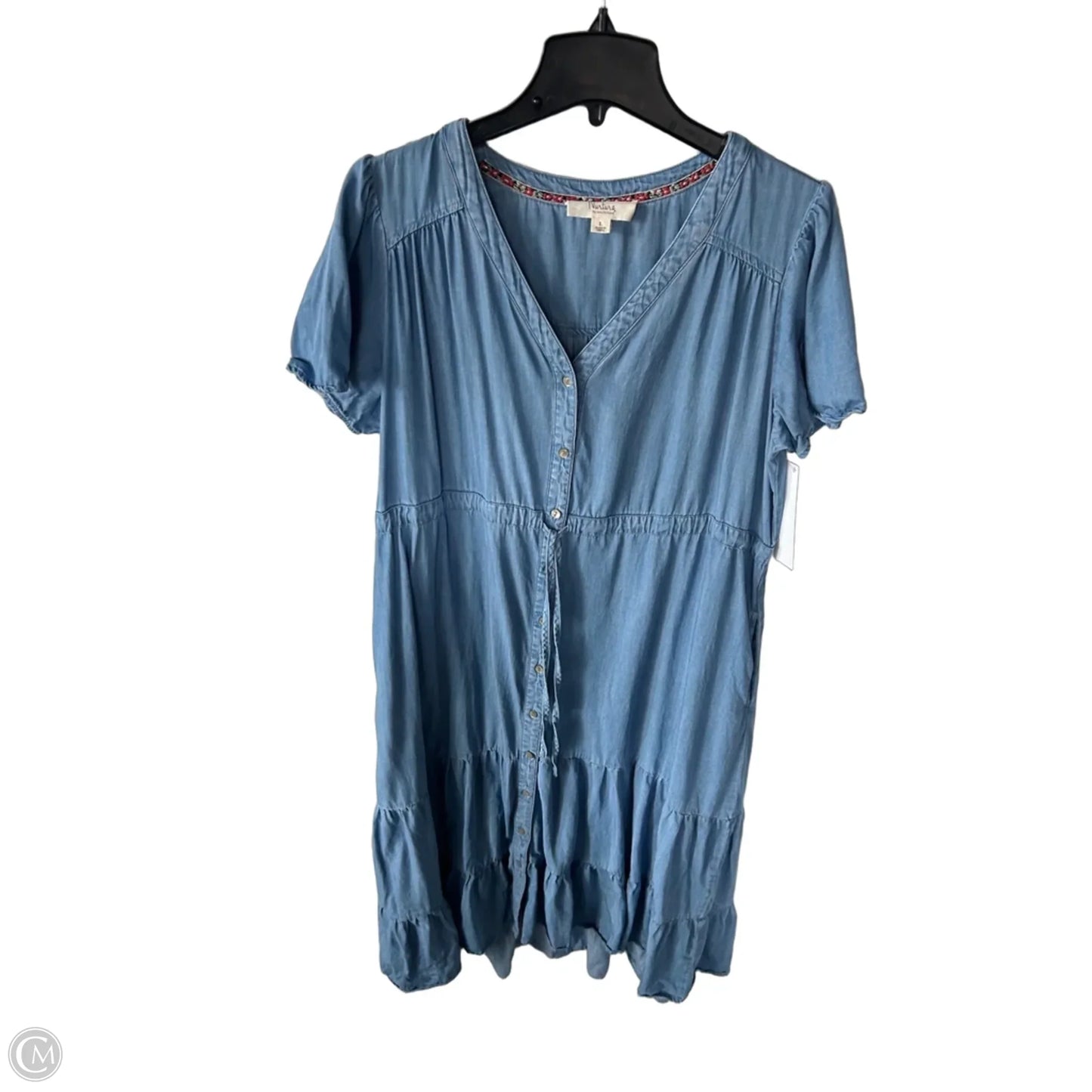Dress Casual Midi By Nurture In Blue Denim, Size: L