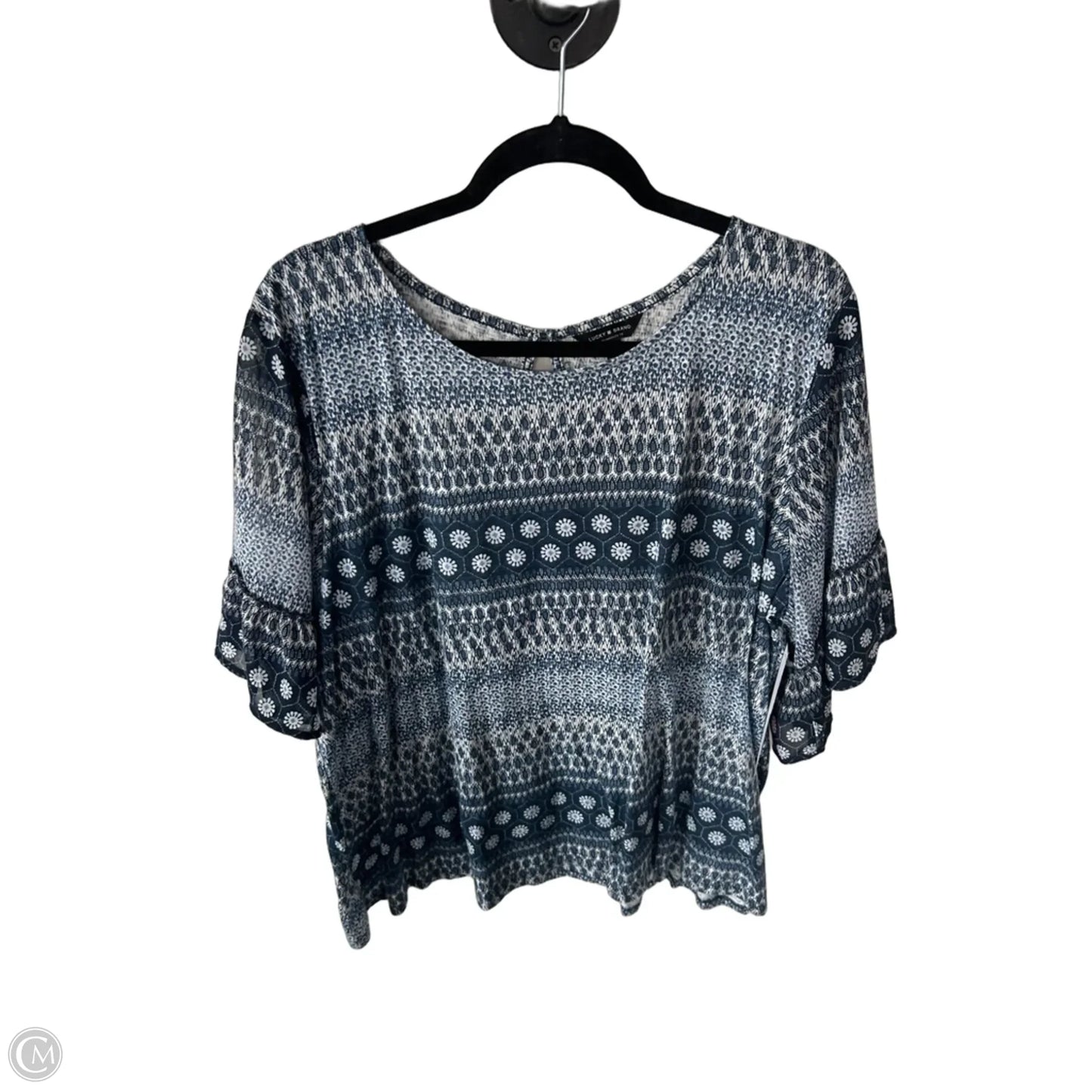 Top Short Sleeve By Lucky Brand In Blue & White, Size: 2x