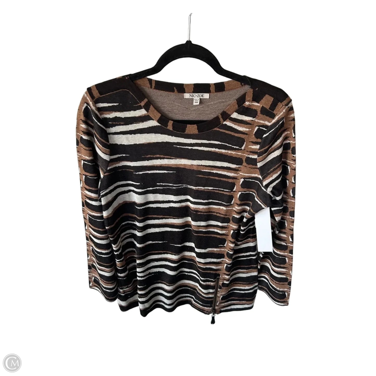 Sweater By Nic + Zoe In Black & Brown, Size: Mp