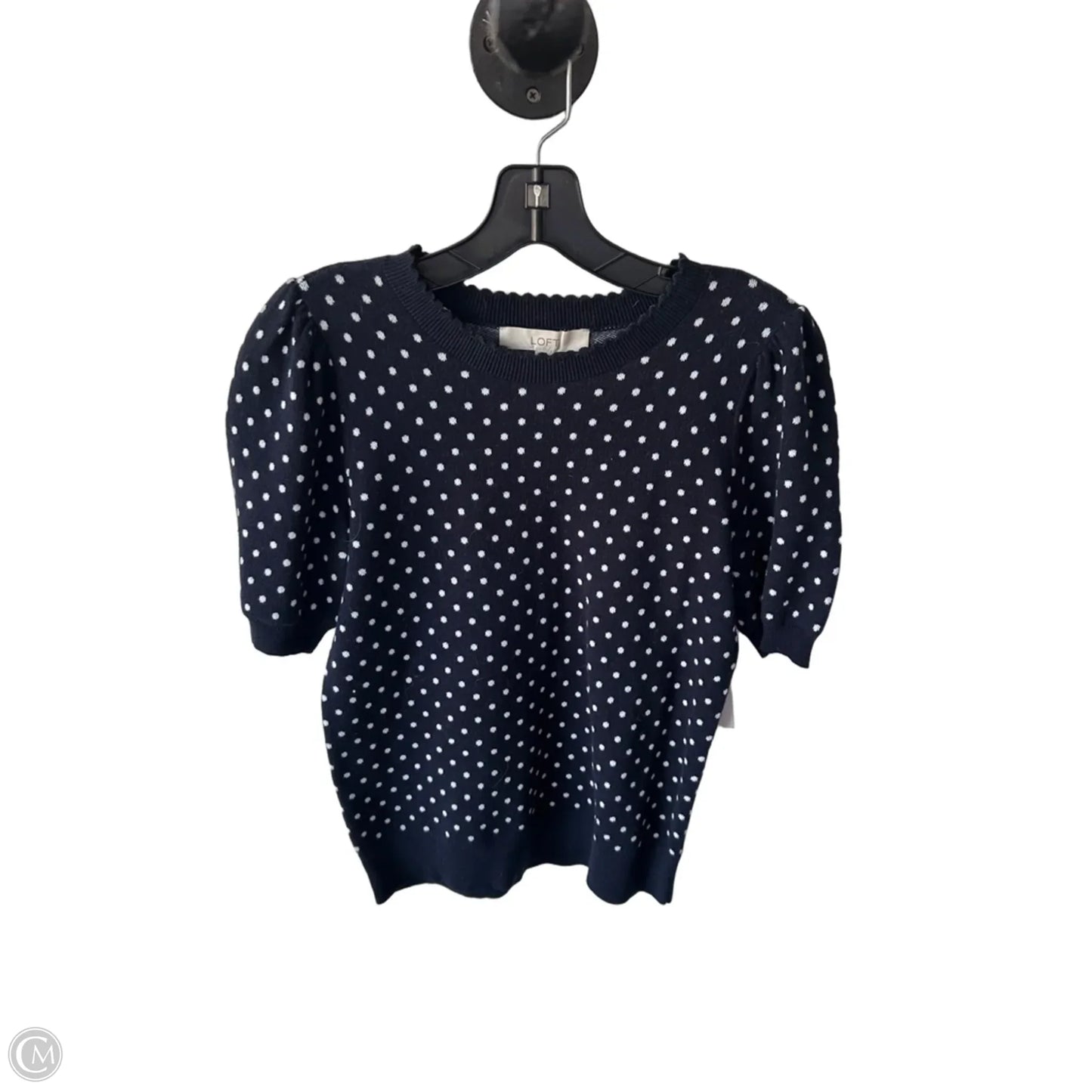 Sweater Short Sleeve By Loft In Blue & White, Size: S