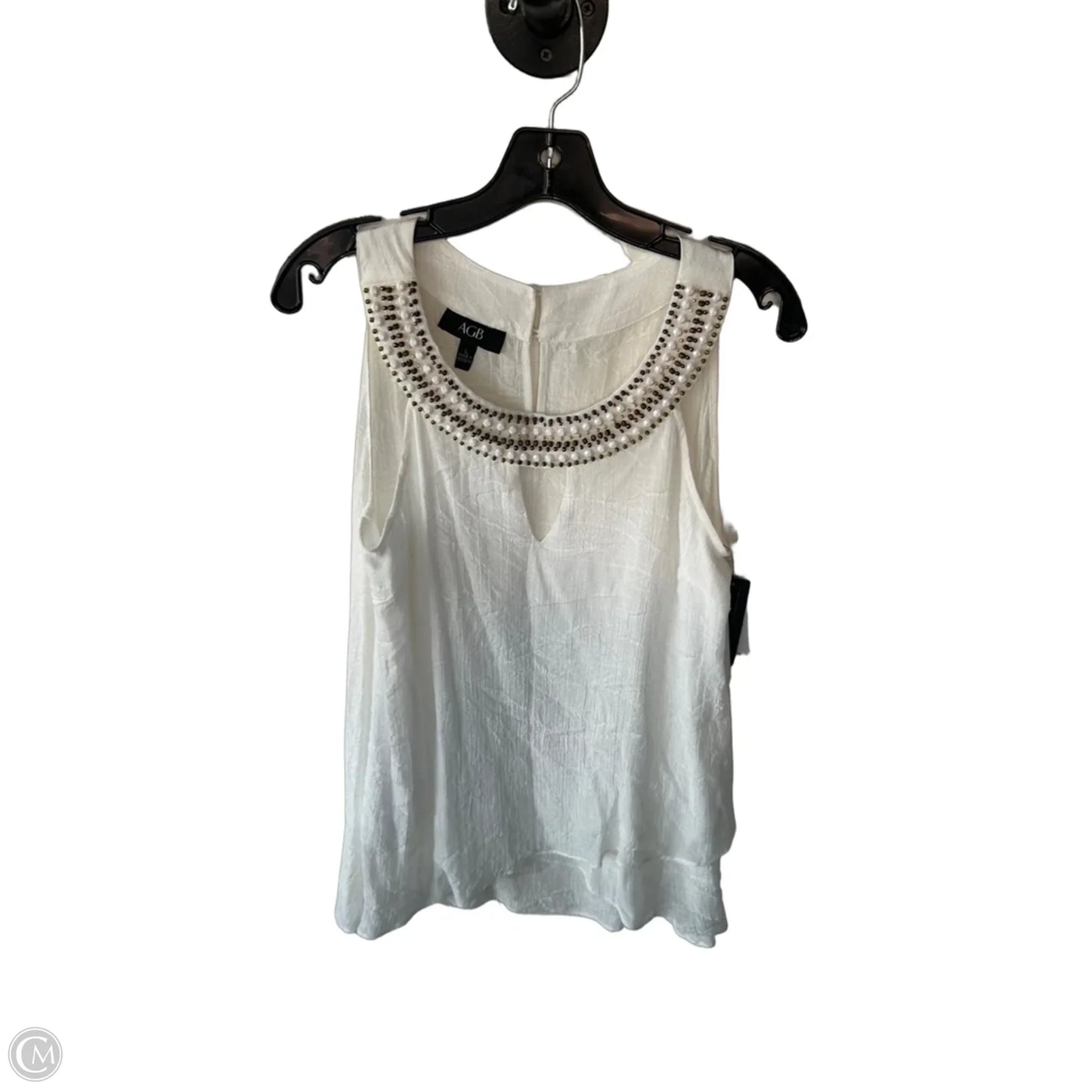 Top Sleeveless By Agb In White, Size: L