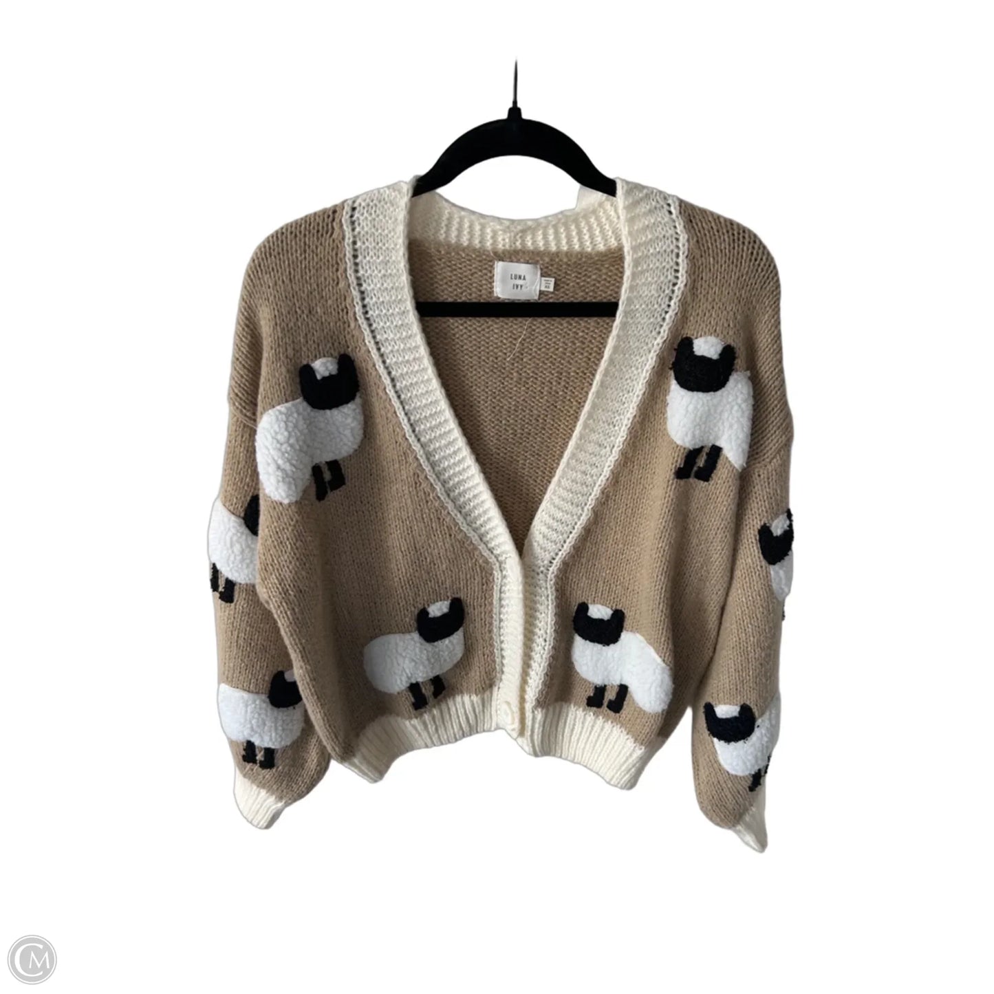 Sweater Cardigan By Luna Ivy In Tan, Size: Xs