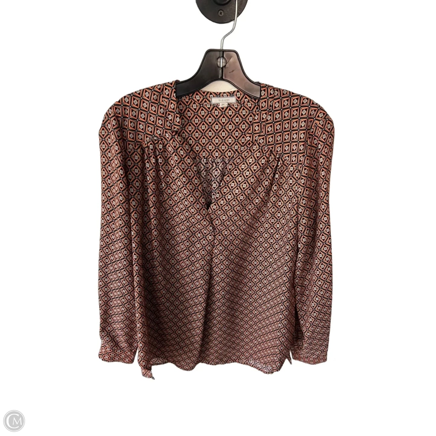 Top Long Sleeve By Pleione In Orange & Tan, Size: M