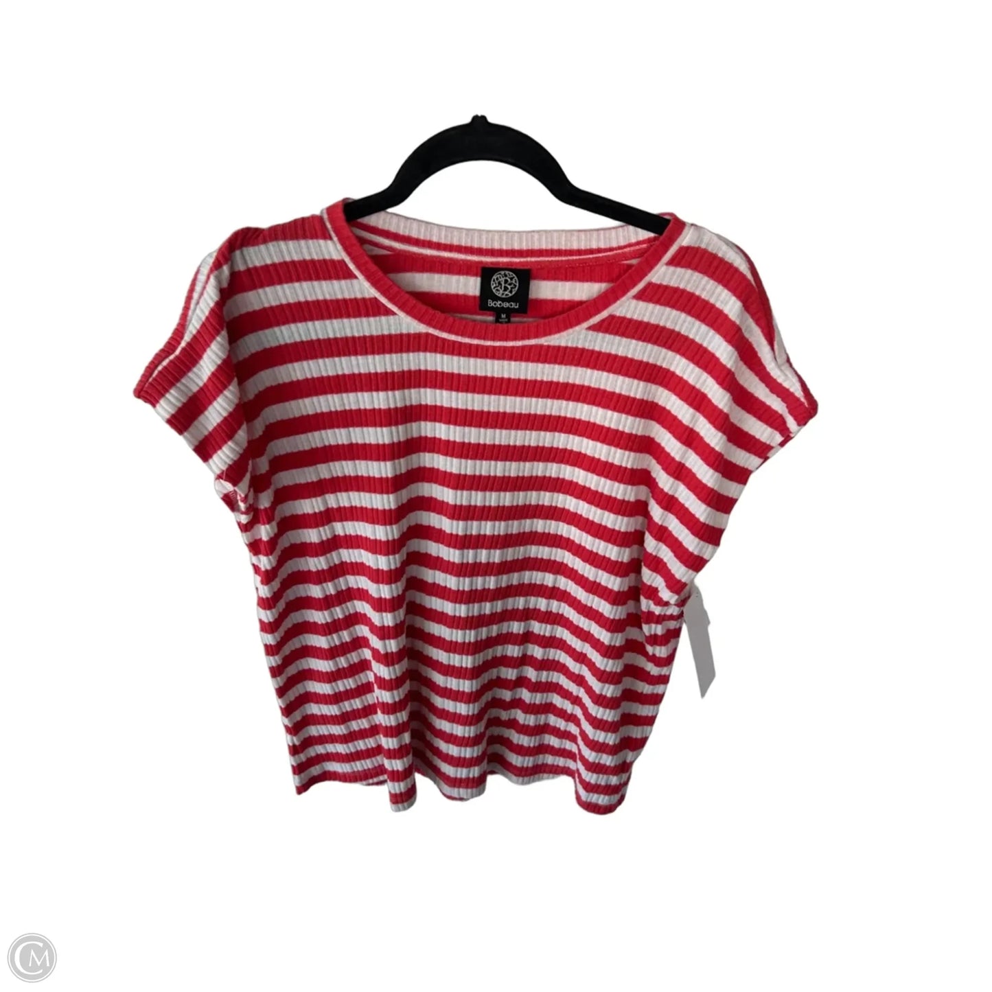 Top Short Sleeve By Bobeau In Red & White, Size: M