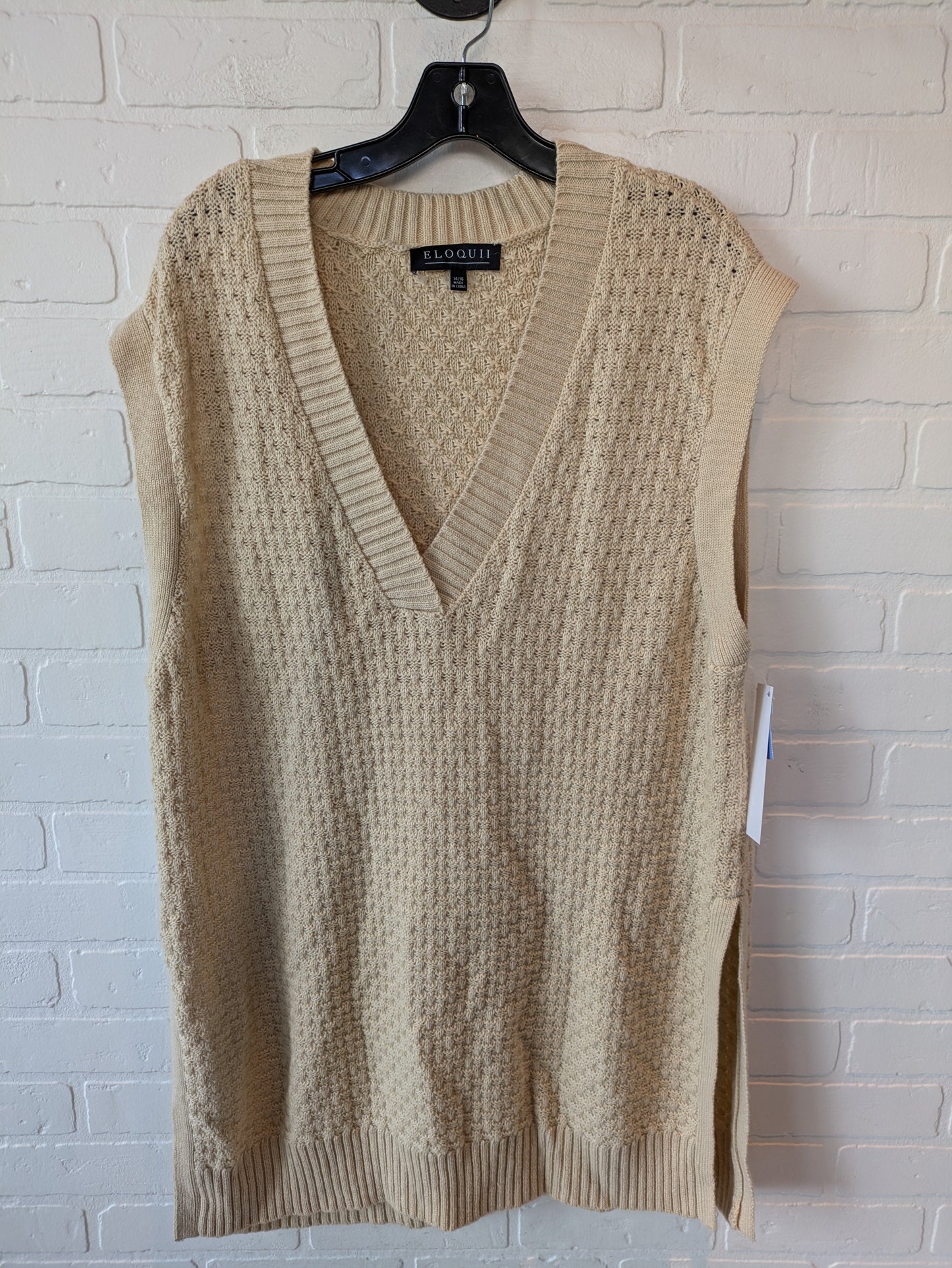 Sweater Short Sleeve By Eloquii In Beige, Size: Xl