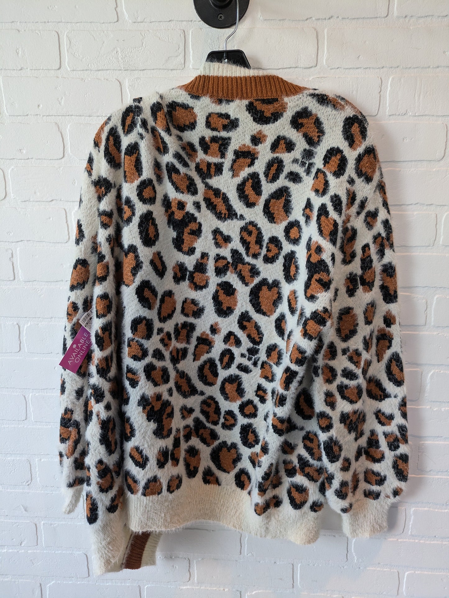 Animal Print Sweater Cardigan En Creme, Size L