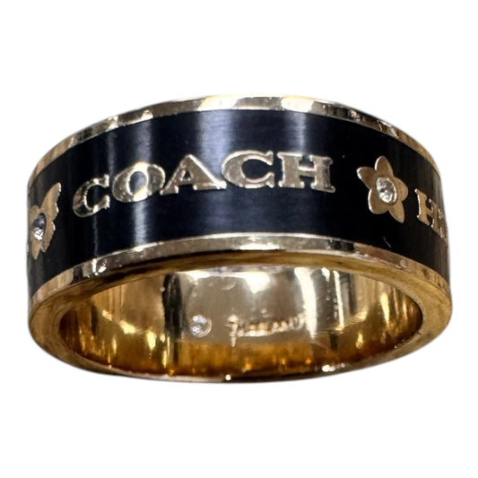 Ring Designer By Coach In Black & Gold, Size:7