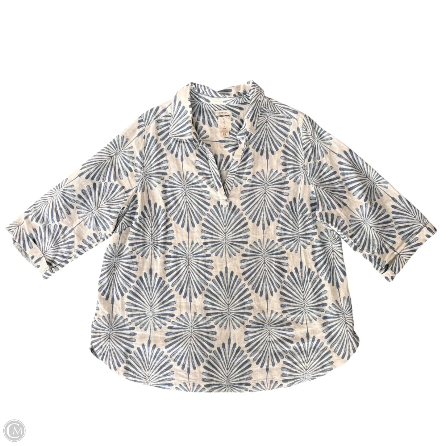 Top Long Sleeve By Joie In Blue & White, Size: 1x