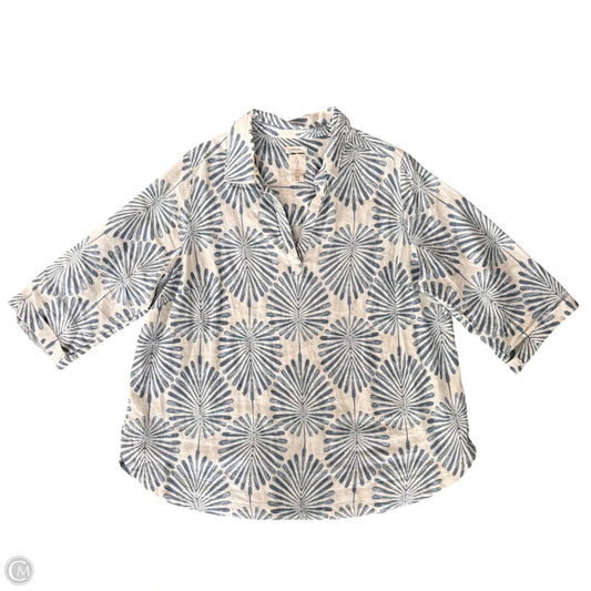 Top Long Sleeve By Joie In Blue & White, Size: 1x