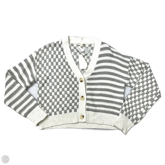 Sweater Cardigan By Hem & Thread In Green & White, Size: L